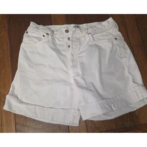 Agolde Shorts Women's 29 Denim Dame High Rise Baggy Cuff Button Fly‎ Jean White